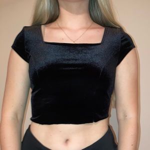 Velvet Black Crop Top